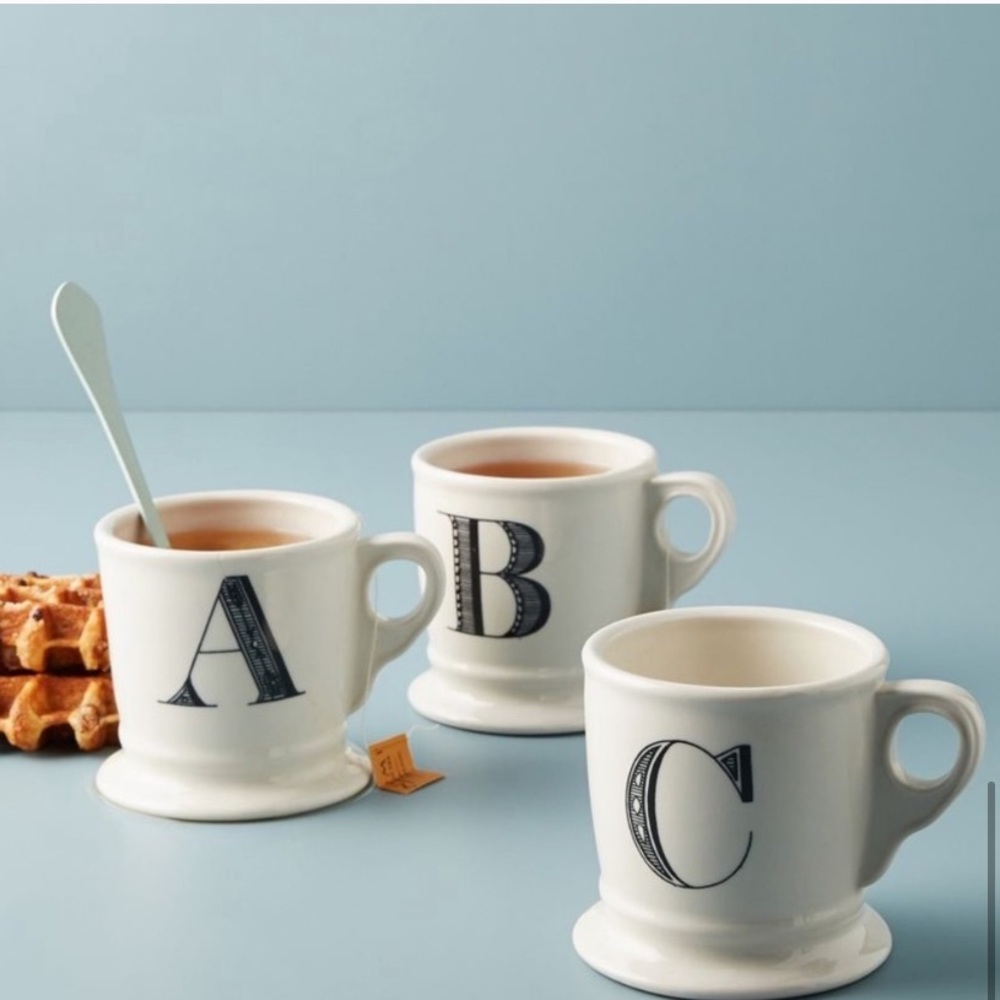Anthropologie A Monogram Mug White with Black
